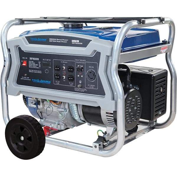 PRO-SOURCE - 6 hr Full Load Time, 5.5 kW, Pull Start, Gasoline Portable Power Generator - 6.6 Gal Tank, 31-1/2" Long x 21.9" Wide x 23.2" Deep, 420 cc Engine - Americas Industrial Supply