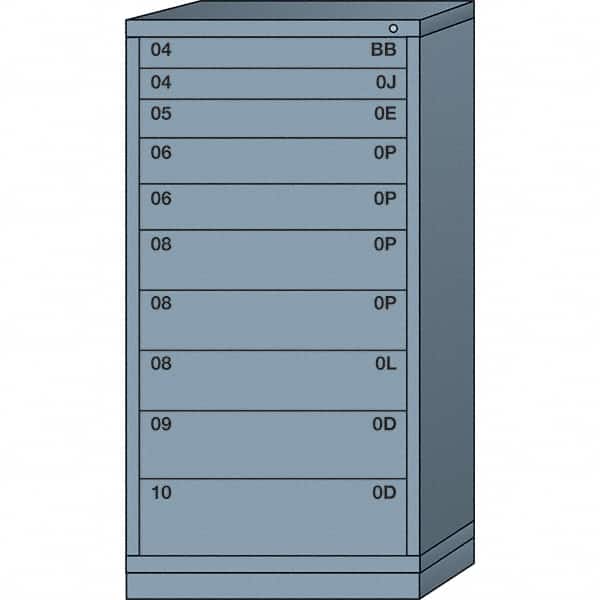 Lyon - 10 Drawer, Standard Eye-Level - Single Drawer Access Cabinet - Steel, 30" Wide x 28-1/4" Deep x 59-1/4" High, Dove Gray - Americas Industrial Supply