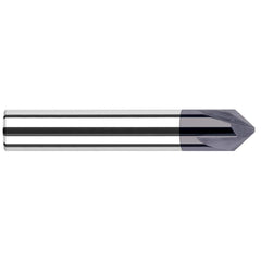 Harvey Tool - 1/8" Diam 80°/100° 3-Flute Single End Solid Carbide Chamfer Mill - Exact Industrial Supply