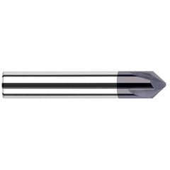 Harvey Tool - 1/4" Diam 60°/120° 4-Flute Single End Solid Carbide Chamfer Mill - Exact Industrial Supply