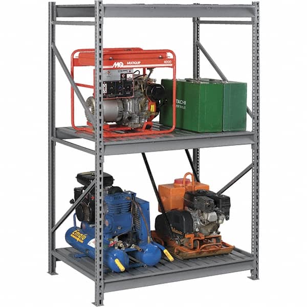 Tennsco - 3 Shelf Starter Steel Corrugated Deck Open Steel Shelving - 72" Wide x 120" High x 36" Deep, Medium Gray - Americas Industrial Supply