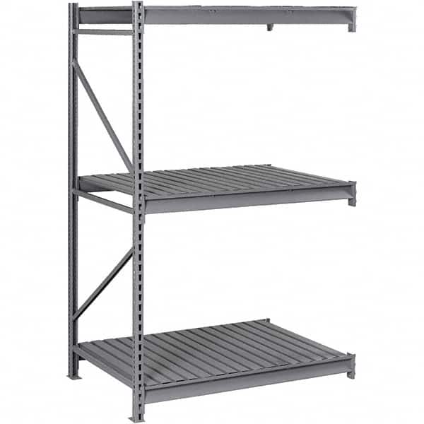 Tennsco - 3 Shelf Add-On Steel Corrugated Deck Open Steel Shelving - 48" Wide x 120" High x 48" Deep, Medium Gray - Americas Industrial Supply