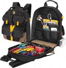 CLC - 23 Pocket Black & Khaki Polyester Backpack Tool Bag - 14" Wide x 6" Deep x 18-3/4" High - Americas Industrial Supply