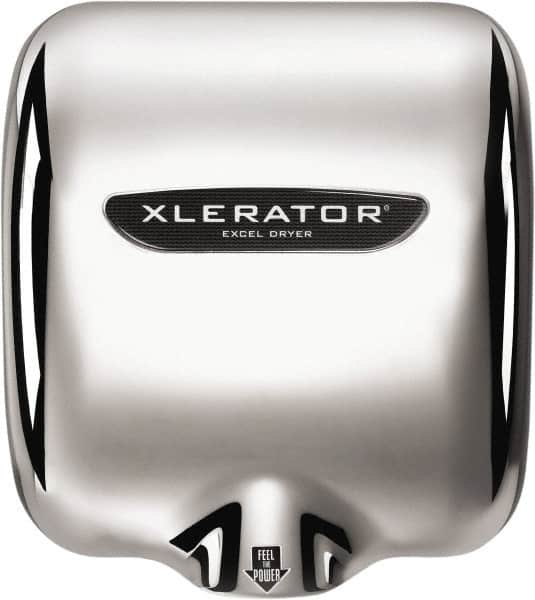 Excel Dryer - 1490 Watt Silver Finish Electric Hand Dryer - 208/277 Volts, 6.2 Amps, 11-3/4" Wide x 12-11/16" High x 6-11/16" Deep - Americas Industrial Supply