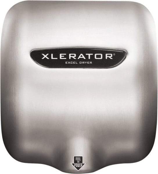 Excel Dryer - 1490 Watt Silver Finish Electric Hand Dryer - 208/277 Volts, 6.2 Amps, 11-3/4" Wide x 12-11/16" High x 6-11/16" Deep - Americas Industrial Supply