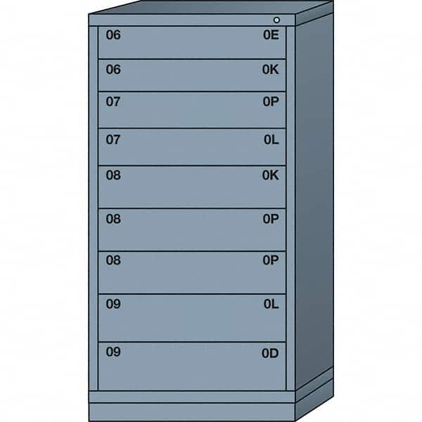Lyon - 9 Drawer, Standard Eye-Level - Single Drawer Access Cabinet - Steel, 30" Wide x 28-1/4" Deep x 59-1/4" High, Dove Gray - Americas Industrial Supply