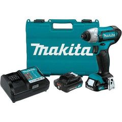 Makita - 12 Volt, 1/4" Drive, 80 Ft/Lb Torque, Cordless Impact Driver - Pistol Grip Handle, 2600 RPM, 2 Lithium-Ion Batteries Included - Americas Industrial Supply