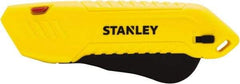 Stanley - Retractable Safety Utility Knife - 2.175" Steel Blade, Yellow & Black Plastic Handle, 1 Blade Included - Americas Industrial Supply