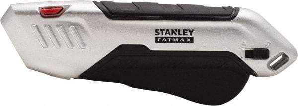 Stanley - Retractable Safety Utility Knife - 2.175" Steel Blade, Silver & Black Ergonomic Non-slip Grips Handle, 1 Blade Included - Americas Industrial Supply