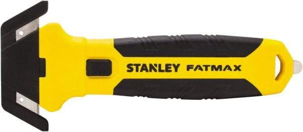 Stanley - Recessed/Concealed Fixed Blade Safety Cutter - 0.2165" Steel Blade, Yellow & Black Bi-Material Handle, 1 Blade Included - Americas Industrial Supply