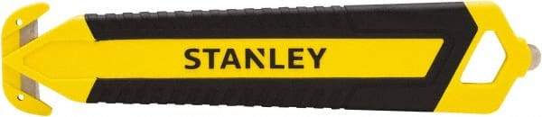 Stanley - Recessed/Concealed Fixed Blade Safety Cutter - 0.2145" Steel Blade, Yellow & Black Bi-Material Handle, 1 Blade Included - Americas Industrial Supply