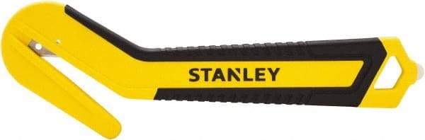 Stanley - Recessed/Concealed Fixed Blade Safety Cutter - 0.394" Steel Blade, Yellow & Black Bi-Material Handle, 1 Blade Included - Americas Industrial Supply