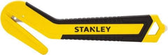 Stanley - Recessed/Concealed Fixed Blade Safety Cutter - 0.394" Steel Blade, Yellow & Black Bi-Material Handle, 1 Blade Included - Americas Industrial Supply