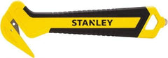 Stanley - Recessed/Concealed Fixed Blade Safety Cutter - 0.372" Steel Blade, Yellow & Black Bi-Material Handle, 1 Blade Included - Americas Industrial Supply