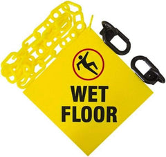 PRO-SAFE - 12' Long x 2" Wide Plastic Wet Floor Sign Kit - Yellow - Americas Industrial Supply