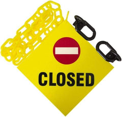 PRO-SAFE - 6' Long x 2" Wide Plastic Closed Sign Kit - Yellow - Americas Industrial Supply