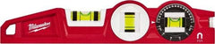 Milwaukee Tool - Magnetic 10" Long 3 Vial Torpedo Level - Die Cast, Red, 1 Level, 1 Plumb & 1 Rotating/Locking Vials - Americas Industrial Supply