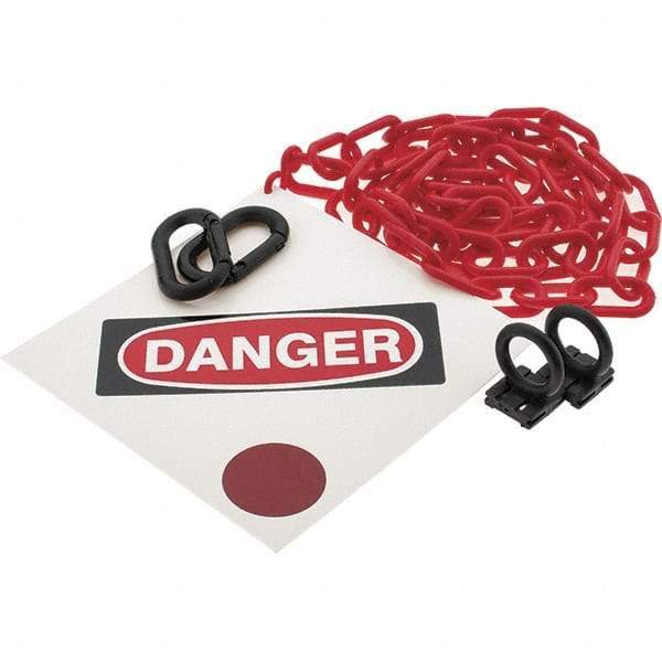 PRO-SAFE - 8" High Pedestrian Danger Sign Kit - 6' Long Plastic Rope - Americas Industrial Supply