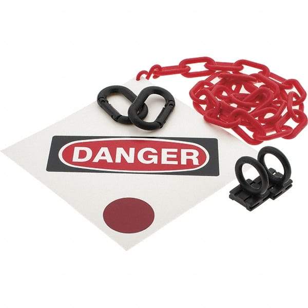 PRO-SAFE - 8" High Pedestrian Danger Sign Kit - 3' Long Plastic Rope - Americas Industrial Supply