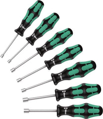 Wera - 7 Piece, 5 to 13mm Nut Driver Set - Hollow Shaft, Ergonomic Handle - Americas Industrial Supply