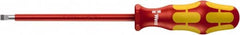 Wera - 4mm Blade Width, 9-3/4" OAL Slotted Screwdriver - 150mm Blade Length, Round Shank, Acetate with Rubber Grip Handle - Americas Industrial Supply