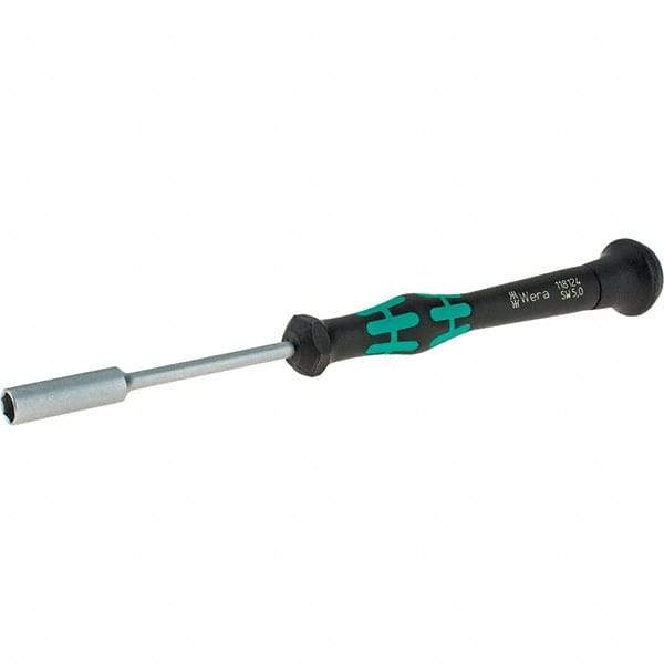 Wera - 5mm Solid Shaft Precision Nutdriver - Cushion Grip Handle, 6-1/4" OAL - Americas Industrial Supply