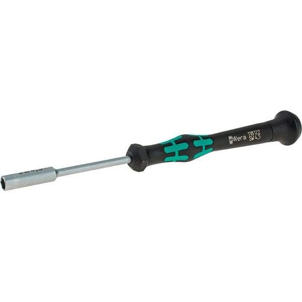 Wera - 4.5mm Solid Shaft Precision Nutdriver - Cushion Grip Handle, 6-1/4" OAL - Americas Industrial Supply