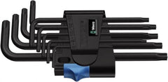 Wera - 9 Piece T8 to T40 Cast Steel L-Key Torx Key Set - T8, T9, T10, T15, T20, T25, T27, T30, T40 Torx Size - Americas Industrial Supply