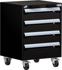 Rousseau Metal - 4 Drawer Steel Tool Roller Cabinet - 24" Wide x 33" High x 21" Deep, Ball Bearing Drawer Slides, Black - Americas Industrial Supply