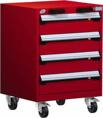 Rousseau Metal - 4 Drawer Steel Tool Roller Cabinet - 24" Wide x 33" High x 21" Deep, Ball Bearing Drawer Slides, Red - Americas Industrial Supply