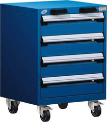 Rousseau Metal - 4 Drawer Steel Tool Roller Cabinet - 24" Wide x 33" High x 21" Deep, Ball Bearing Drawer Slides, Blue - Americas Industrial Supply