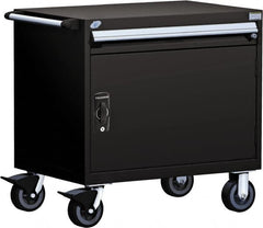 Rousseau Metal - 1 Drawer Steel Tool Roller Cabinet - 30" Wide x 35-1/8" High x 21" Deep, Ball Bearing Drawer Slides, Black - Americas Industrial Supply