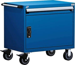 Rousseau Metal - 1 Drawer Steel Tool Roller Cabinet - 30" Wide x 35-1/8" High x 21" Deep, Ball Bearing Drawer Slides, Blue - Americas Industrial Supply