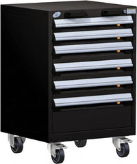 Rousseau Metal - 6 Drawer Steel Tool Roller Cabinet - 24" Wide x 35-1/8" High x 21" Deep, Ball Bearing Drawer Slides, Black - Americas Industrial Supply