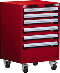 Rousseau Metal - 6 Drawer Steel Tool Roller Cabinet - 24" Wide x 35-1/8" High x 21" Deep, Ball Bearing Drawer Slides, Red - Americas Industrial Supply