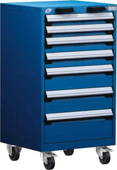 Rousseau Metal - 7 Drawer Steel Tool Roller Cabinet - 24" Wide x 43-1/8" High x 21" Deep, Ball Bearing Drawer Slides, Blue - Americas Industrial Supply