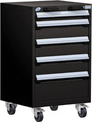 Rousseau Metal - 5 Drawer Steel Tool Roller Cabinet - 24" Wide x 39-1/8" High x 27" Deep, Ball Bearing Drawer Slides, Black - Americas Industrial Supply