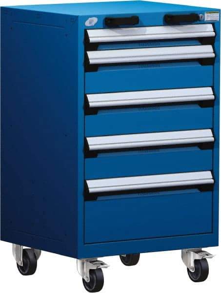 Rousseau Metal - 5 Drawer Steel Tool Roller Cabinet - 24" Wide x 39-1/8" High x 27" Deep, Ball Bearing Drawer Slides, Blue - Americas Industrial Supply