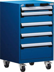 Rousseau Metal - 5 Drawer Steel Tool Roller Cabinet - 24" Wide x 39-1/8" High x 27" Deep, Ball Bearing Drawer Slides, Blue - Americas Industrial Supply
