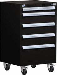 Rousseau Metal - 5 Drawer Steel Tool Roller Cabinet - 24" Wide x 39-1/8" High x 21" Deep, Ball Bearing Drawer Slides, Black - Americas Industrial Supply