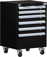 Rousseau Metal - 7 Drawer Steel Tool Roller Cabinet - 24" Wide x 43-1/8" High x 27" Deep, Ball Bearing Drawer Slides, Black - Americas Industrial Supply