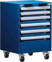 Rousseau Metal - 6 Drawer Steel Tool Roller Cabinet - 24" Wide x 35-1/8" High x 27" Deep, Ball Bearing Drawer Slides, Blue - Americas Industrial Supply