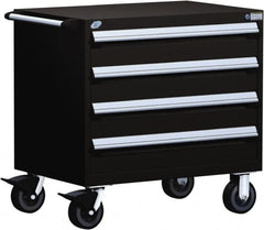 Rousseau Metal - 4 Drawer Steel Tool Roller Cabinet - 36" Wide x 35-1/8" High x 18" Deep, Ball Bearing Drawer Slides, Black - Americas Industrial Supply