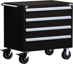 Rousseau Metal - 4 Drawer Steel Tool Roller Cabinet - 30" Wide x 35-1/8" High x 27" Deep, Ball Bearing Drawer Slides, Black - Americas Industrial Supply