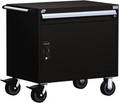 Rousseau Metal - 1 Drawer Steel Tool Roller Cabinet - 36" Wide x 35-1/8" High x 24" Deep, Ball Bearing Drawer Slides, Black - Americas Industrial Supply