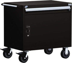 Rousseau Metal - 1 Drawer Steel Tool Roller Cabinet - 36" Wide x 35-1/8" High x 18" Deep, Ball Bearing Drawer Slides, Black - Americas Industrial Supply