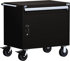 Rousseau Metal - 1 Drawer Steel Tool Roller Cabinet - 30" Wide x 35-1/8" High x 27" Deep, Ball Bearing Drawer Slides, Black - Americas Industrial Supply