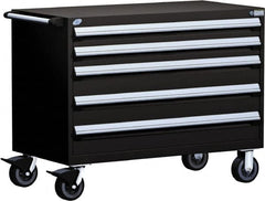 Rousseau Metal - 5 Drawer Steel Tool Roller Cabinet - 48" Wide x 37-1/2" High x 27" Deep, Ball Bearing Drawer Slides, Black - Americas Industrial Supply