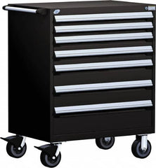 Rousseau Metal - 5 Drawer Steel Tool Roller Cabinet - 30" Wide x 45-1/2" High x 27" Deep, Ball Bearing Drawer Slides, Black - Americas Industrial Supply