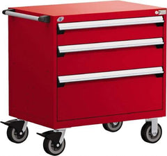 Rousseau Metal - 5 Drawer Steel Tool Roller Cabinet - 30" Wide x 37-1/2" High x 21" Deep, Ball Bearing Drawer Slides, Red - Americas Industrial Supply